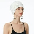 thumbnail image 6 of Women Turban Beanie Hat with Flower Chemo Headwear Elastic Head Wrap Cap, 6 of 6