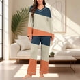 thumbnail image 2 of Ensemble de Pyjama pour Femmes, Pantalon Décontracté à Manches Longues Col en V Couleur Unie, Ensemble de Pyjama pour Femmes, 2 of 8
