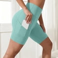 thumbnail image 2 of Gsakboxl Summer Pants for Women Women High Waist Side Pocket Yoga Biker Shorts For Cycling Running Gym Workout Sports Mint Green L, 2 of 5