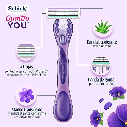 Schick Quattro YOU Exotic Violet Bloom Women's Disposable Razor with Scented Handles
