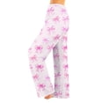 thumbnail image 2 of Women's Bowknot Print Plush Pajama Pants, Soft Fleece Casual Sleep Lounge Trousers Warm Nightwear Slacks, Purple Pink, XS, 2 of 5