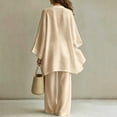 thumbnail image 5 of WULMLEO Womens 3 Piece Sets Linen Fall V Neck Tank Tops Wide Long Sleeve Cardigan Wide Leg Palazzo Pants Outfits 2026 Casual Lightweight Tracksuit Stretch Suits Khaki S, 5 of 6