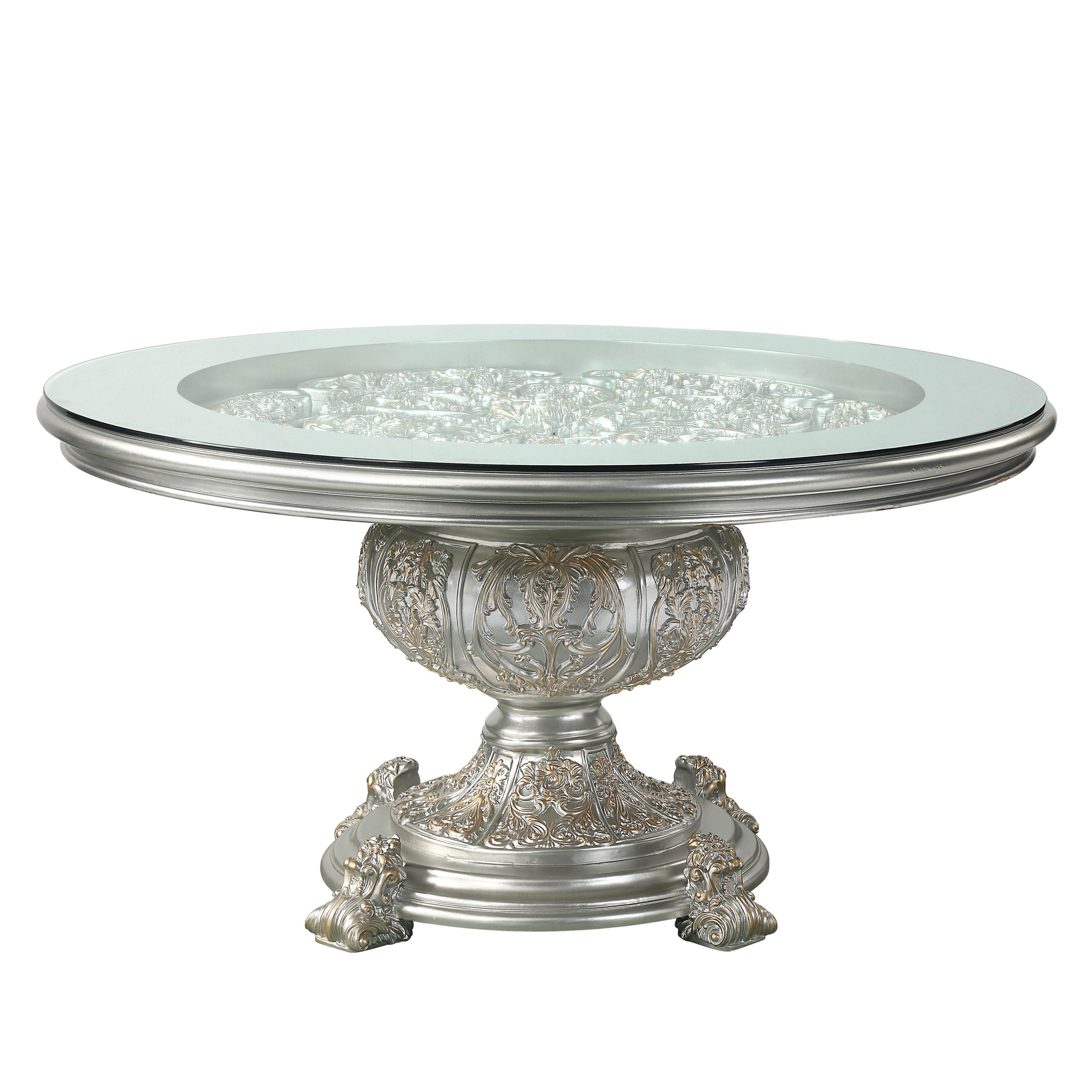 Acme Furniture Sandoval 60 in Round Dining Table, Champagne