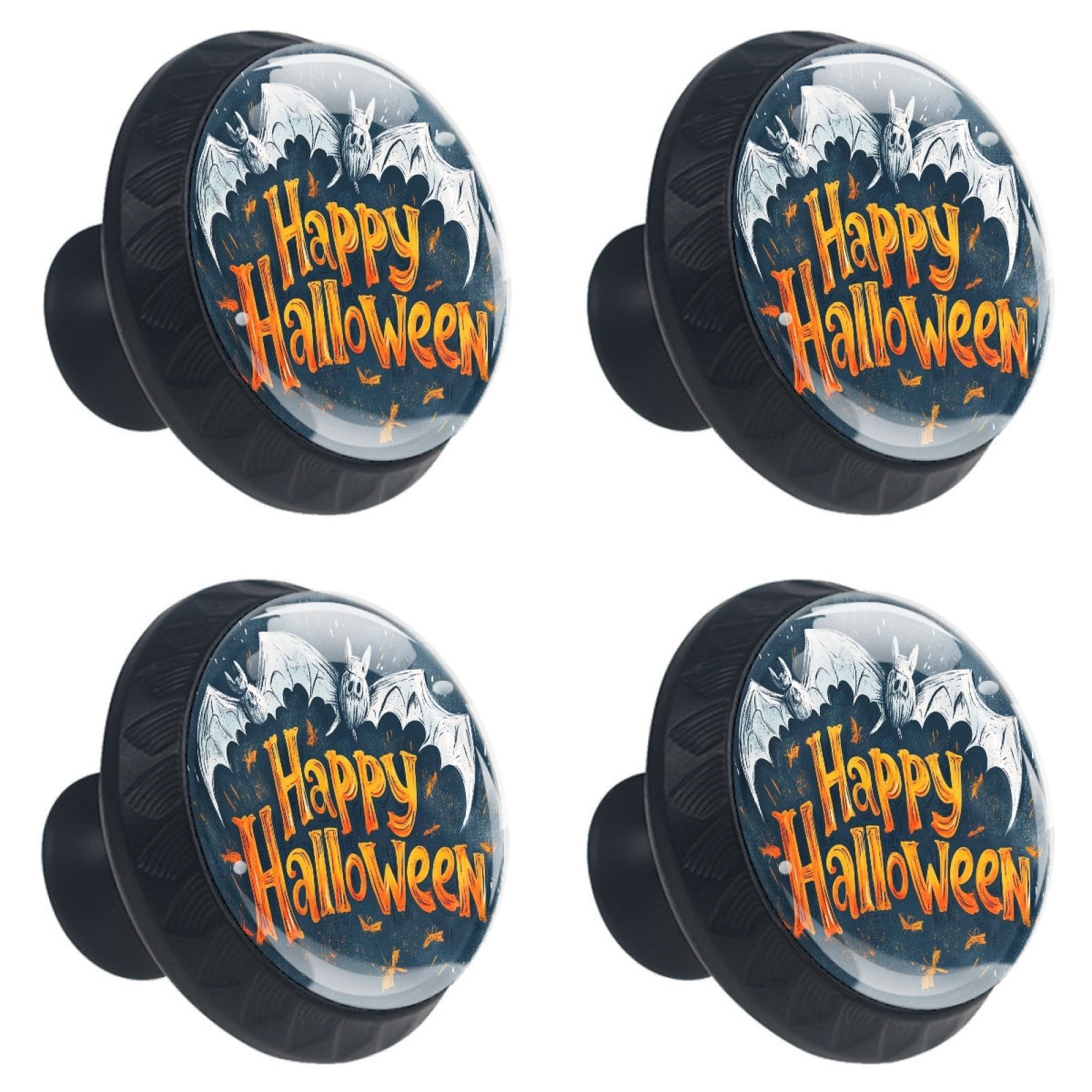 4 Pcs Happy Halloween Knobs for Kitchen Cabinet Cupboard Dresser Bookcase Drawer Pulls Handles Round Home Decor