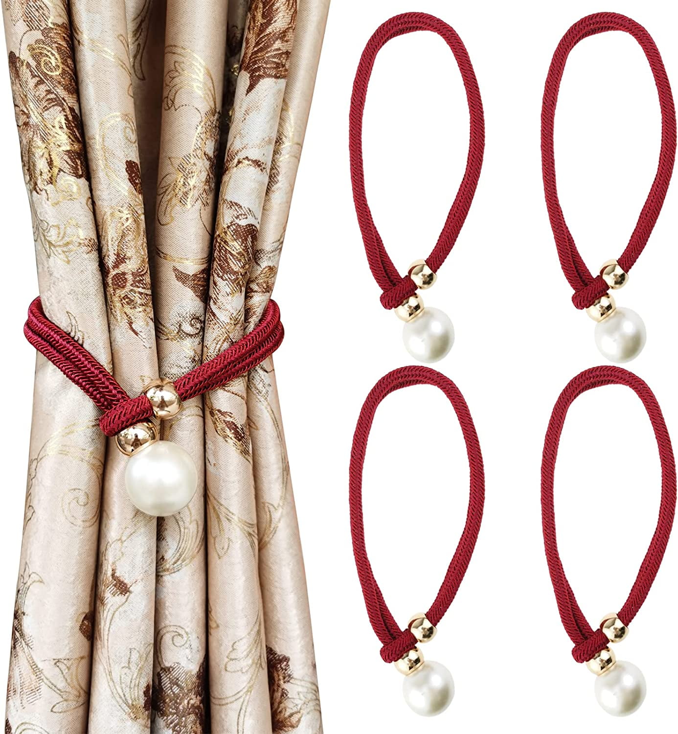 Curtain Tiebacks, 4 Pack Adjustable Curtain Ropes Suitable for Inside