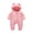 Pink, variant on Esaierr 0-24M Newborn Baby Ears Hooded Puffer Jumpsuit Infant Toddler Down Snowsuit Winter Warm Romper Boys Girls Solid Color Bodysuit Pajamas