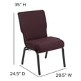 thumbnail image 4 of Flash Furniture Advantage 20.5" Fabric Church Chair in Grape with Book Rack, 4 of 6