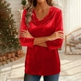 thumbnail image 6 of STETMN Cowl Neck Tops for Women 3/4 Sleeve Lightweight Pullover Shirt Casual Slim Fit Solid Tunic T-shirt, 6 of 8
