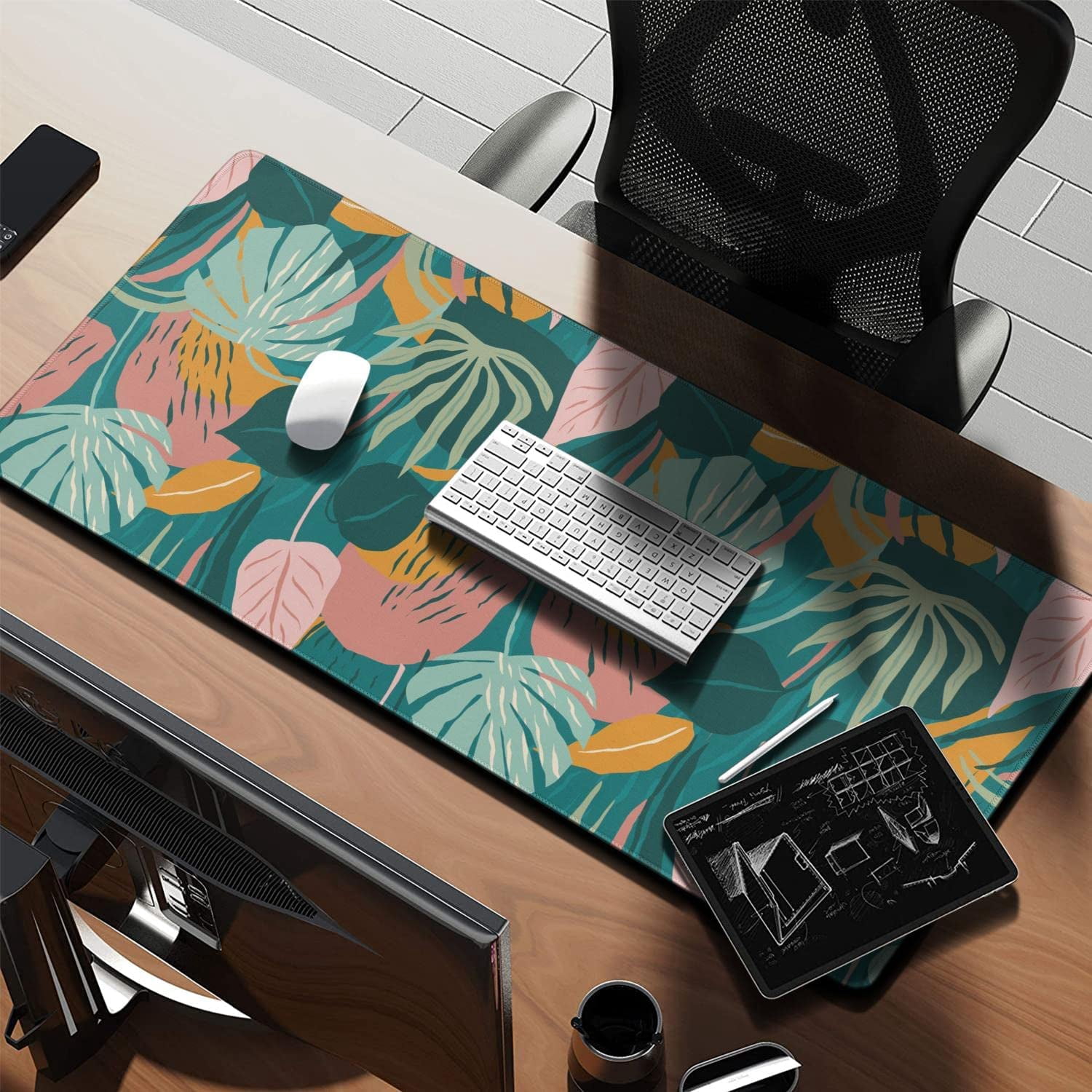 Gaming Mouse Pad, Desk Pad with Non-Slip Base Extended Large Mouse Pad XXL Keyboard Mouse Pad Desk Mat On Top of Desks for Work, Game, Office, Home - Japanese Cherry Blossom (31.5x15.7 in)