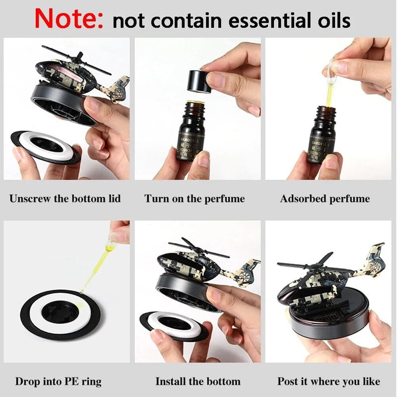 Car Air Freshener Solar Helicopter Interior Accessories Decoration Propeller Rotating Auto Flavoring Perfume Diffuser Supplies