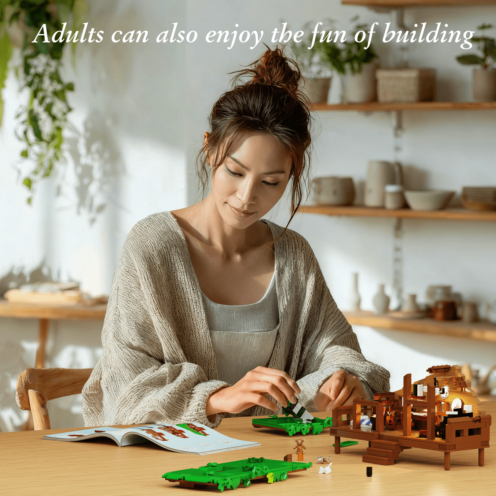 Folk Cabin Building Block Set, Mysterious Forest Cabin Model Creative Collection Toys, Christmas Birthday Gifts for Girls Adult