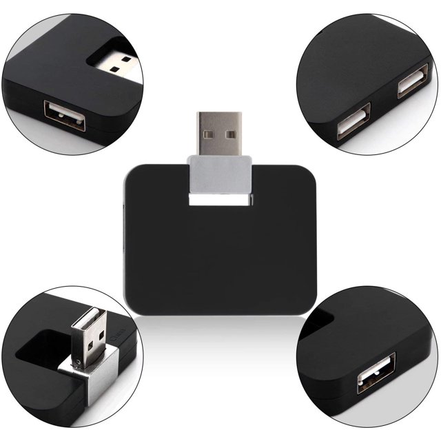 Sudroid Mini Hub USB 2.0 Créatif Hub en Forme de U avec 4 Ports USB pour PC Portable Transfert de Données USB Noir