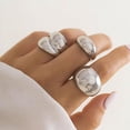 thumbnail image 4 of Anillos gruesos JAMW para mujer chapados en plata ajustables, 4 of 5
