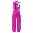 thumbnail image 5 of Aislor Girls Jazz Hip Hop Dance Outfit Sleeveless Sequin Ruffles Crop Top with Pants Streetwear Hot Pink 10, 5 of 7