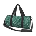 thumbnail image 2 of Xecao Green Christmas print Round Travel Duffel Bag is a foldable gym bag with an inner pocket, perfect for travel sports, 2 of 8