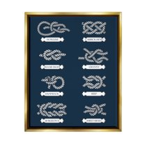 Stupell Industries Boating Knots Nautical Diagram Coastal Painting Gold Floater Framed Art Print Wall Art