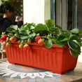 thumbnail image 2 of 17 Inch Window Box Planter with Drainage Holes & Tray - Plastic Flower Planter Box for Indoor/Outdoor Use - Rectangle Vegetable Planters for Windowsill, Patio, Porch, Balcony Garden Decor, 2 of 5