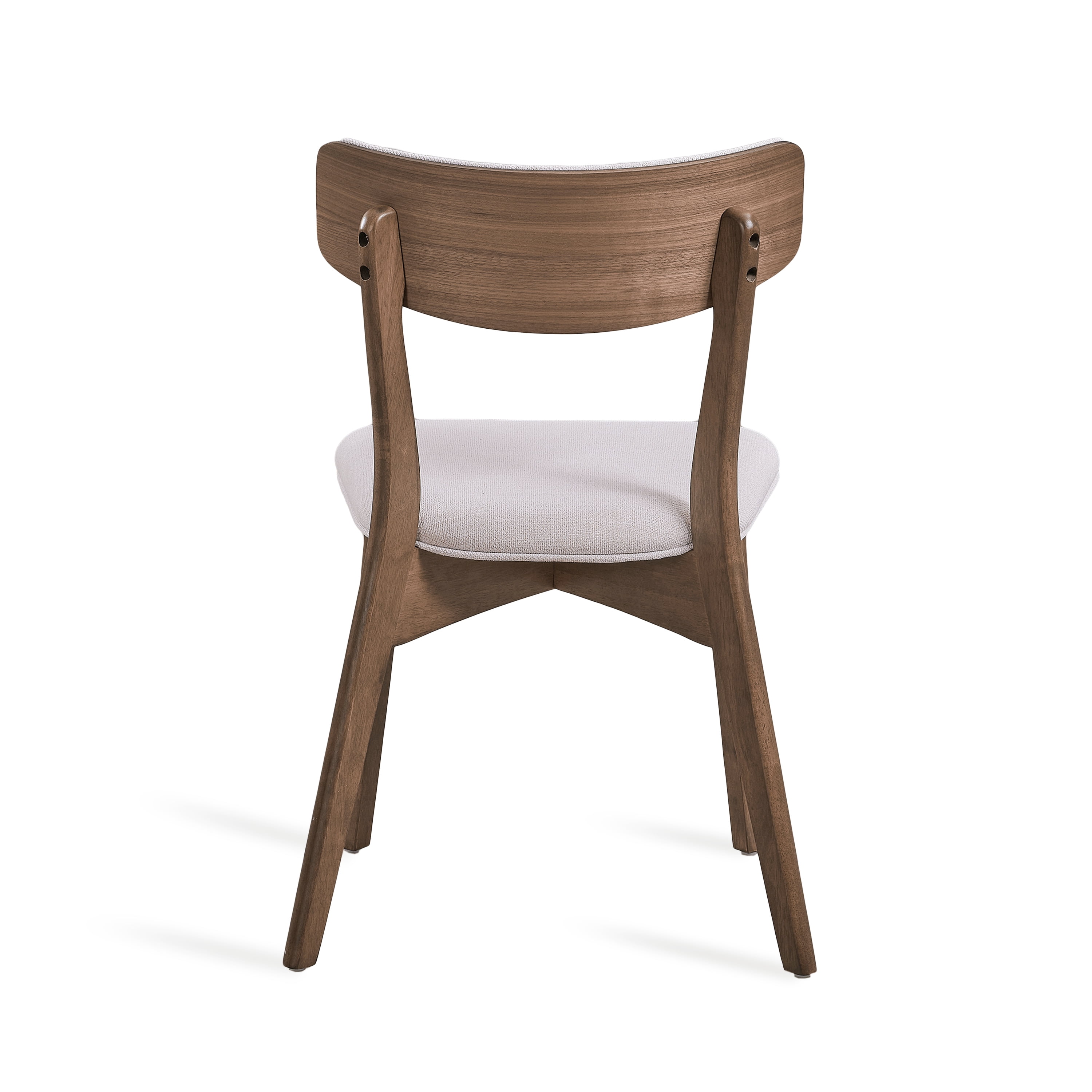 Noble House Sadie Indoor Mid-Century Fabric Dining Chairs, Set of 2, Beige, Walnut