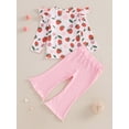 thumbnail image 4 of Suealasg 2Pcs Toddler Baby Girl Fall Winter Outfits Long Sleeve Strawberry Print Tops + Flare Pants Set 6M 11T 2T 3T 4T Kids Girl Clothes, 4 of 8