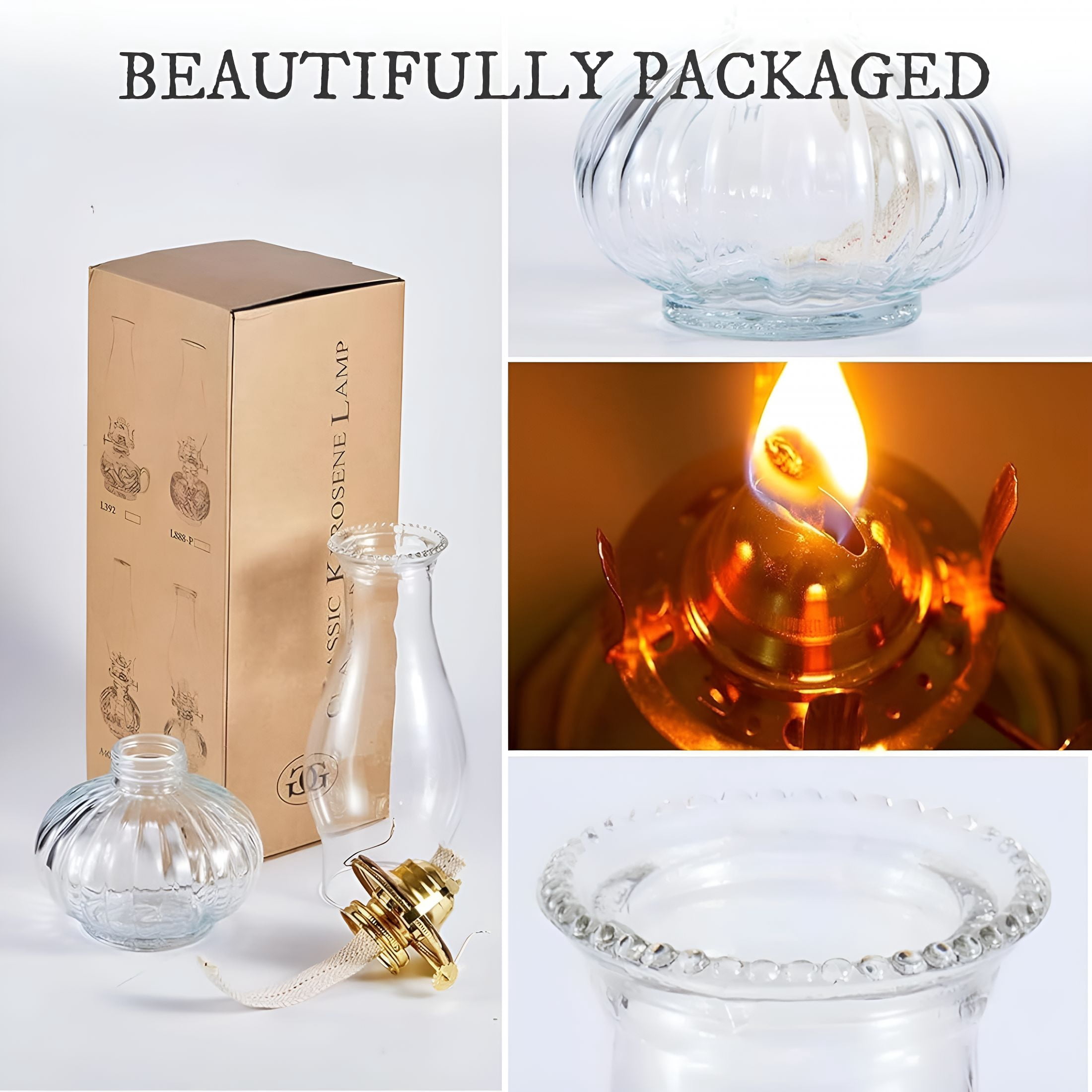 EXLEAF Oil Lamp Glass Kerosene (Large),Kerosene Oil Lantern for Rustic Decor Style,Hurricane Lamp,Oil Lamps for Indoor Use Decor Lighting,Lantern Lamp.