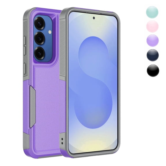 Samsung Galaxy S25 Case,Sturdy Phone Case for Galaxy S25 2025 6.2 inch,Njjex Shockproof Protection Heavy Duty Armor Hard Plastic & Rubber Rugged Bumper 2-in-1 Case Cover-Purple