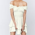 thumbnail image 2 of Chic Off Shoulder Dress Summer Chiffon Mini Dress With Waist Ruffle Sleeves & Sweetheart Neckline, 2 of 2