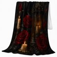 thumbnail image 2 of Mysterious Raven and Lantern Nocturne with Deep Red Roses, Warm Flannel Blanket for Living Room and Reading Nook, Bird Lovers Friendship Gift, Artistic Home Decor, 2 of 9