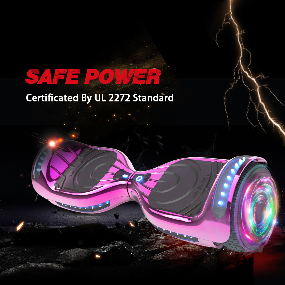 Hoverstar Flash Wheel Certified Hover board 6.5 In. Bluetooth Speaker with LED Light Self Balancing Wheel Electric Scooter , Chrome Pink - image 3 of 6