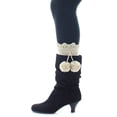 thumbnail image 2 of MeMoi Maglina Dot Diamond Pom-Pom Knit Boot Toppers - Womens - Female (One Size, Black), 2 of 2