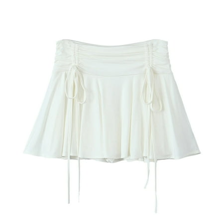 Dpytoraw Women s Mini Skirt Sexy Short Pleated Skirt A Line High Waist Pleated Skirt Summer Skater Skirts Carnival Party Mini Skirt Girls Basic Tennis School Skirt Womens Lace Trim Slip Skirt White