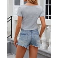 thumbnail image 6 of Biezeib Women Crop Basic T-Shirts Summer Solid Color Short Sleeve Tops Casual Pullovers for Streetwear Aesthetic Grunge Clothes, 6 of 6