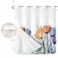 thumbnail image 2 of Blue Purple Tulip No Hook Shower Curtain Waterproof,Bathroom Curtains with Snap in Liners and See Through Top Window,Orange Brown Floral Aesthetics Plant Hotel Style Bathtub Curtains Shower 72"Wx78"L, 2 of 8