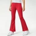thumbnail image 2 of Zshosam Pants for Girls Kids Girl's Leggings Flare Pants High Waisted Yoga Bootcut Pants Toddler Kids Youth Full Length Bell Bottoms Legging Size 7T 8T,(Red 7-8 Years), 2 of 5