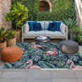 thumbnail image 2 of Pink Flamingo Outdoor Rug for Patio/Deck/Porch, Non-Slip Large Area Rug 3 x 5 Ft, Summer Watercolor Tropical Green Palm Leaves Indoor Outdoor Rugs Washable Area Rugs, Camping Rug Carpet Runner, 2 of 8