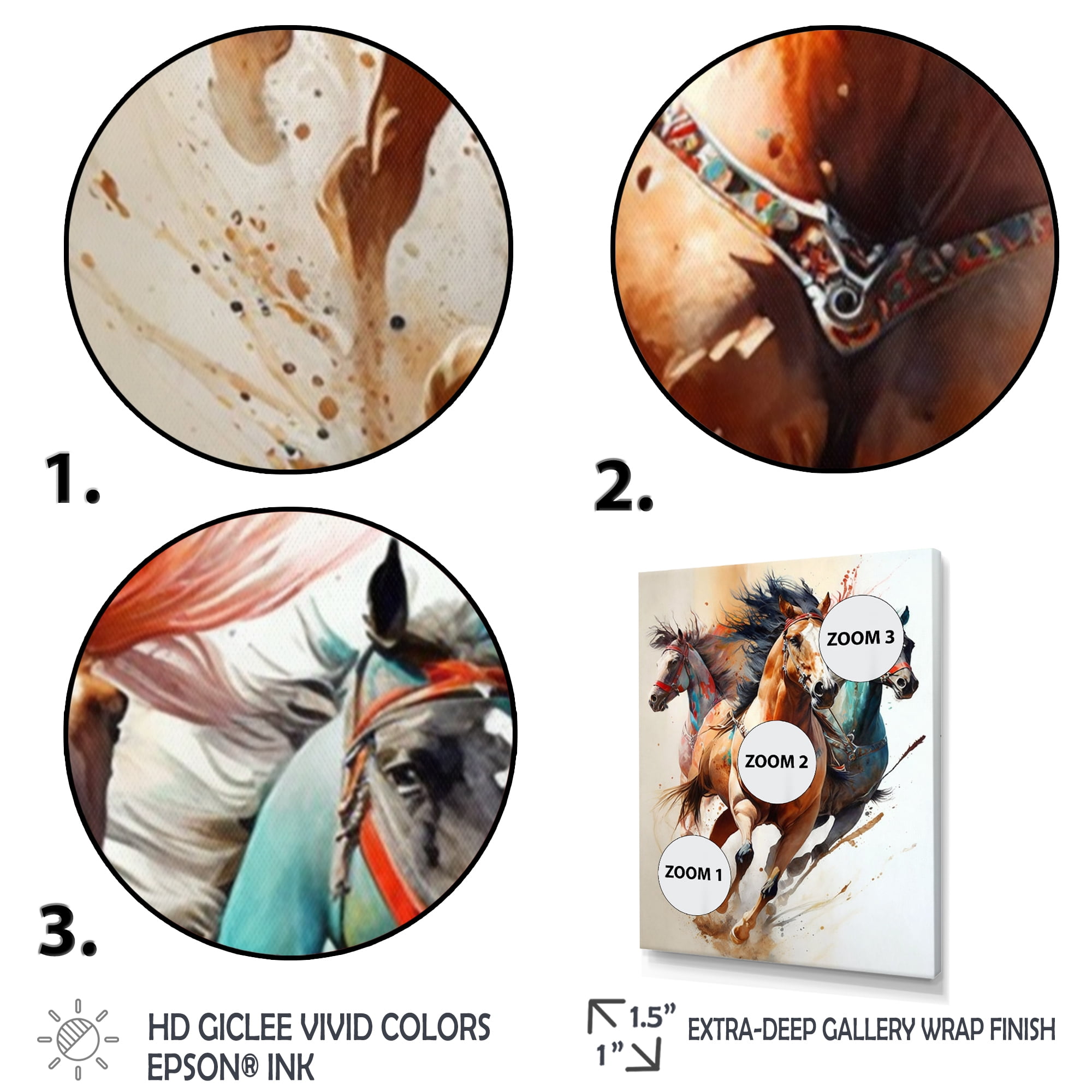 Designart Herd Of Horses Running III Canvas Wall Art