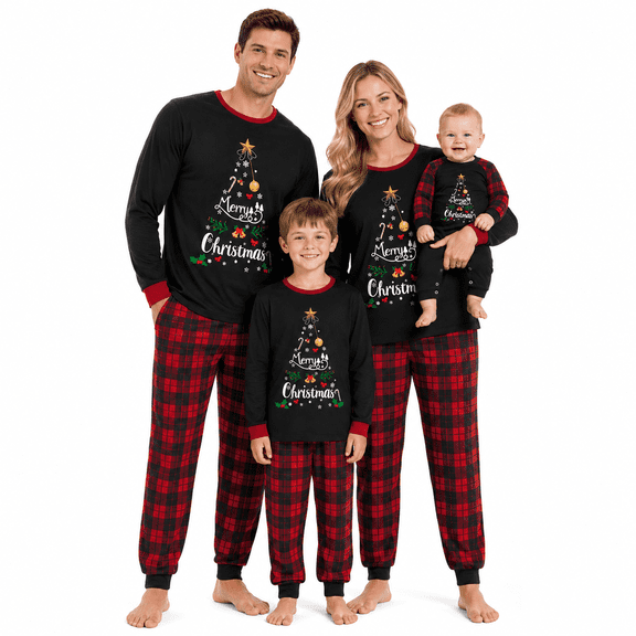 Family Matching Christmas Pajamas Sets Sleepwear Outfits Holiday Sleepwear PJs