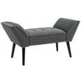 thumbnail image 1 of HOMCOM Button Tufted Entryway Bench, Linen Upholstered Bedroom Bench, 1 of 10