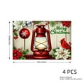 thumbnail image 4 of JOOCAR Merry Christmas Red Lantern and Cardinal Design Linen Table Mats Set of 4 for Home Kitchen Table Decor 12x18 inch, 4 of 5