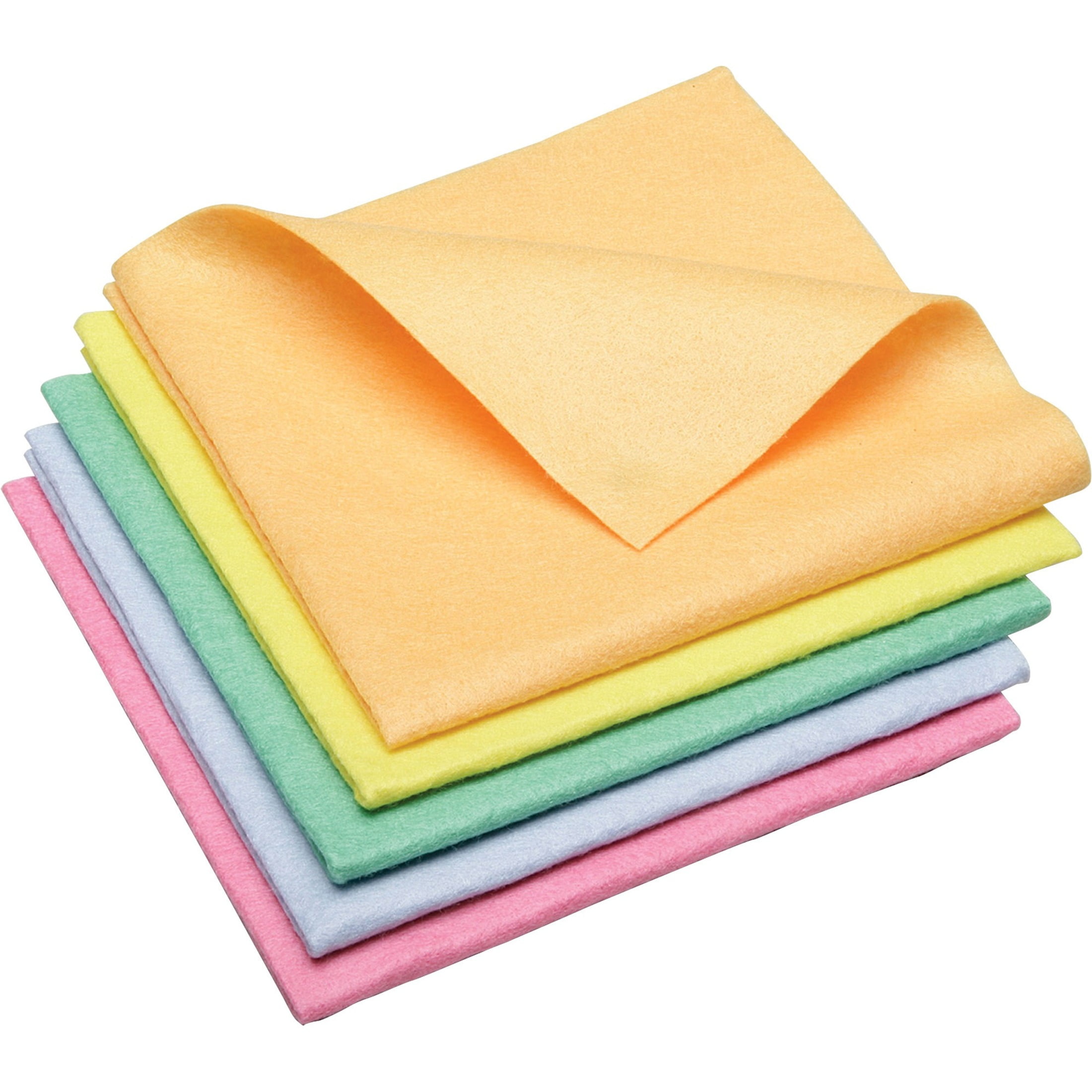 SKILCRAFT, NSN2156568, Synthetic Shammy Surface Cloths, 5 / Pack, Assorted,Yellow,Blue,Orange