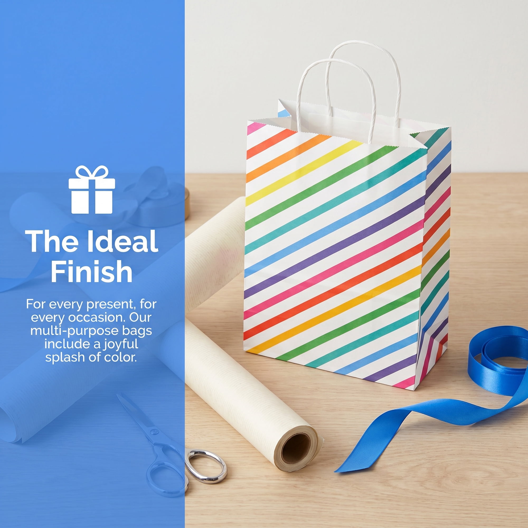 Unique Bargains 6Pcs Aesthetic Gift Bags with Handles Diagonal Stripes 5.9" x 3.1" x 8.3"