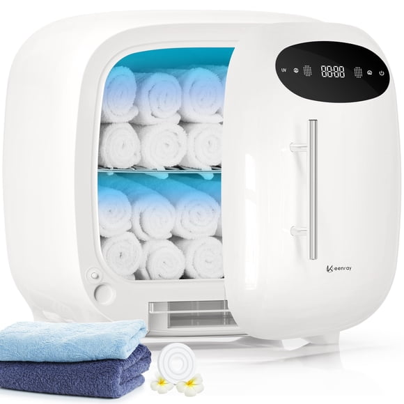 Armario calentador de toallas calientes Keenray Professional de 14 litros, blanco como la nieve