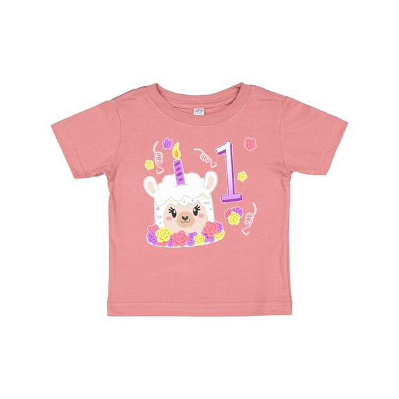 Inktastic First birthday- cute llama cake Boys or Girls Baby T-Shirt