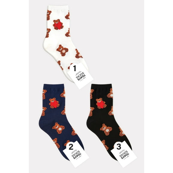 Women's Crew Bear Party Socks - 3 Pair Set