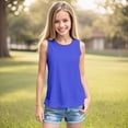 thumbnail image 2 of TOWED22 Girls Tank Tops Flowy Loose Fit Sleeveless Shirts Basic Casual Summer Tunic Tops(Blue,S), 2 of 4
