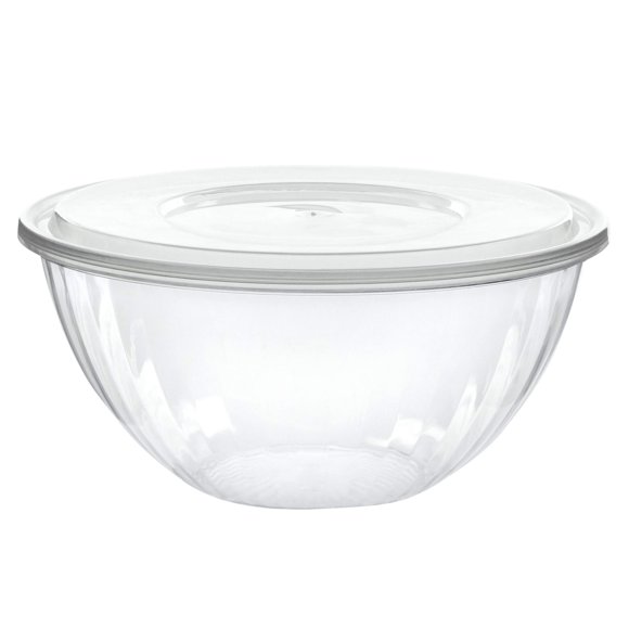PLASTICPRO Disposable 150 Ounce Round Crystal Clear Plastic Serving Bowls, With Lids Party Snack or Salad Bowl, Chip Bowls, Snack Bowls, Ca