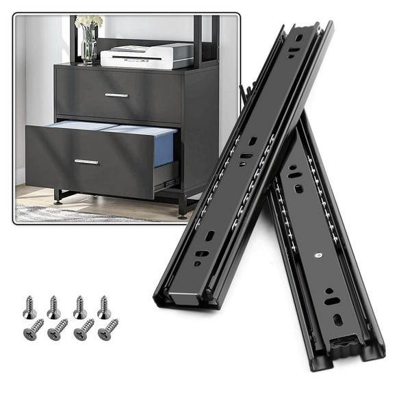 SHUHANG 1 par de guías para cajones de extensión completa 8 10 12 14 16 18 20 22 24 pulgadas Capacidad de carga de 100 lb Montaje lateral Rieles con rodamientos de bolas Gabinete Cómoda Deslizadores A