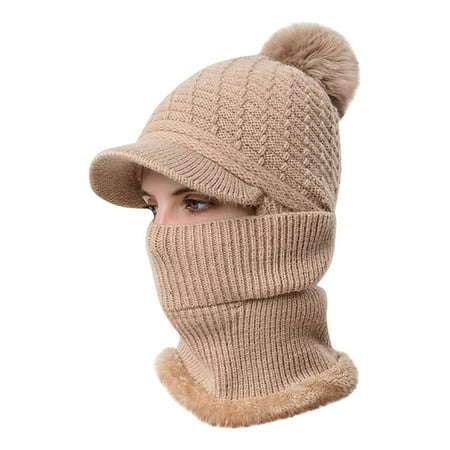 

DENGDENG New Hat Bib One-piece Hat Winter Warm Cycling Wool Hat Outdoor Ear Protection Hat One-piece Knitted Hat