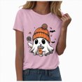 thumbnail image 4 of TOWED22 Teacher Halloween Shirt for Womens Read More Books Tshirt Spooky Ghost Shirts Graphic Tee Funny Cute Short Sleeve Tops(Pink,XL), 4 of 6