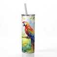 thumbnail image 2 of Macaw Parrot In Tree Bird Watercolor 20oz Insulated Water Bottle Skinny Tumbler Includes Straw, 2 of 7