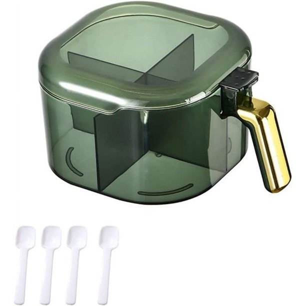 Caja de condimentos para cocina doméstica, recipientes para especias, juego combinado de condimentos con cuchara, tarro de sal, tarro de especias (verde)